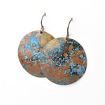 Brilliant Blue Patina on Copper Circle Women's Fashion earring jewelry