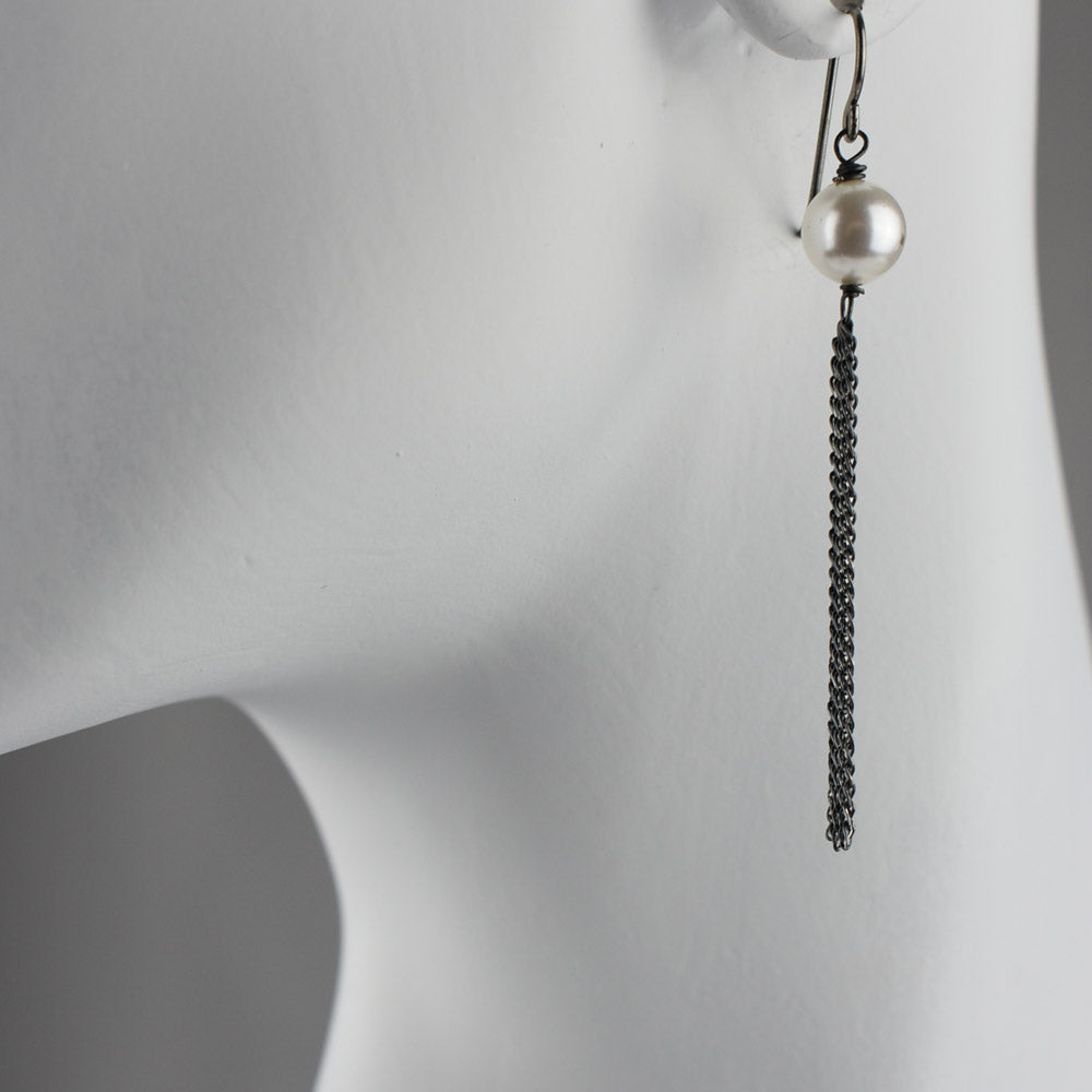 White Pearl Chain Earring