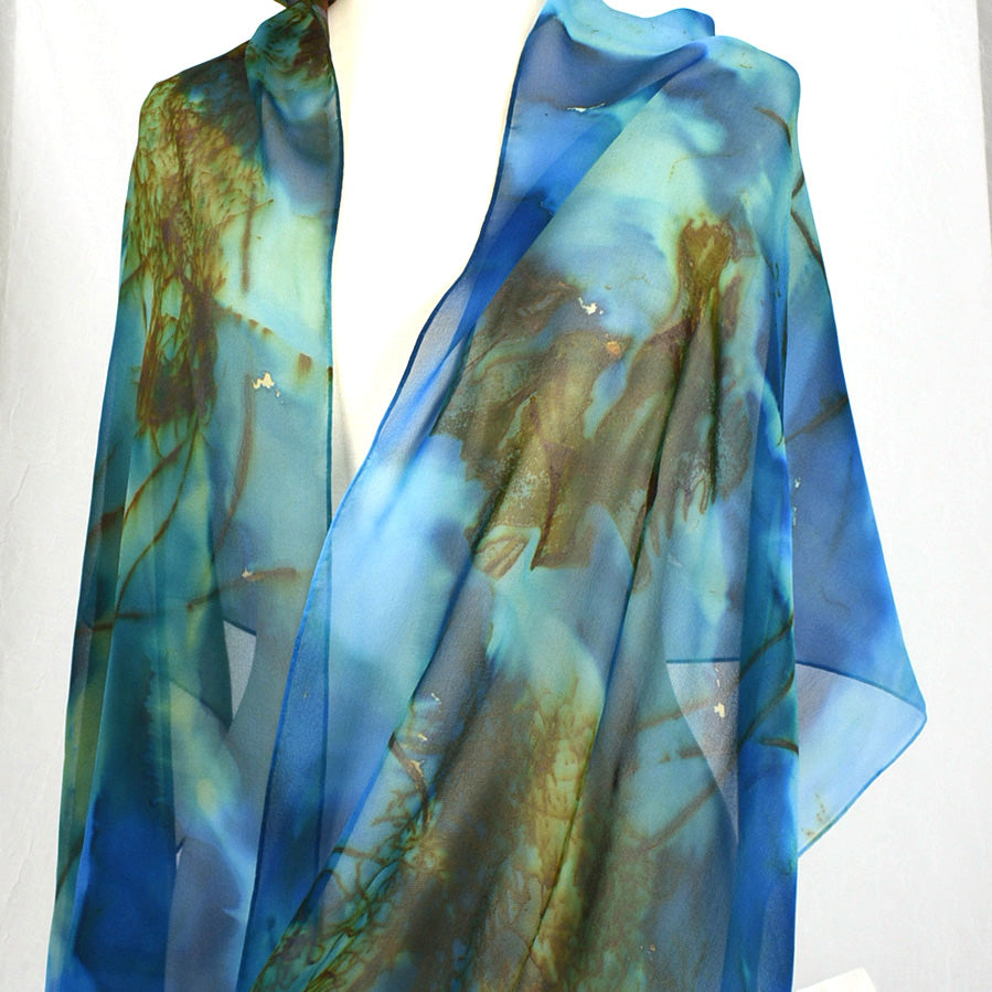 20" x 90"  Hand Dyed Silk Chiffon Scarf/Shawl