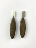 Handmade Buffalo Horn with Hammered sterling silver rectangle and post Fashion Earring Jewelry