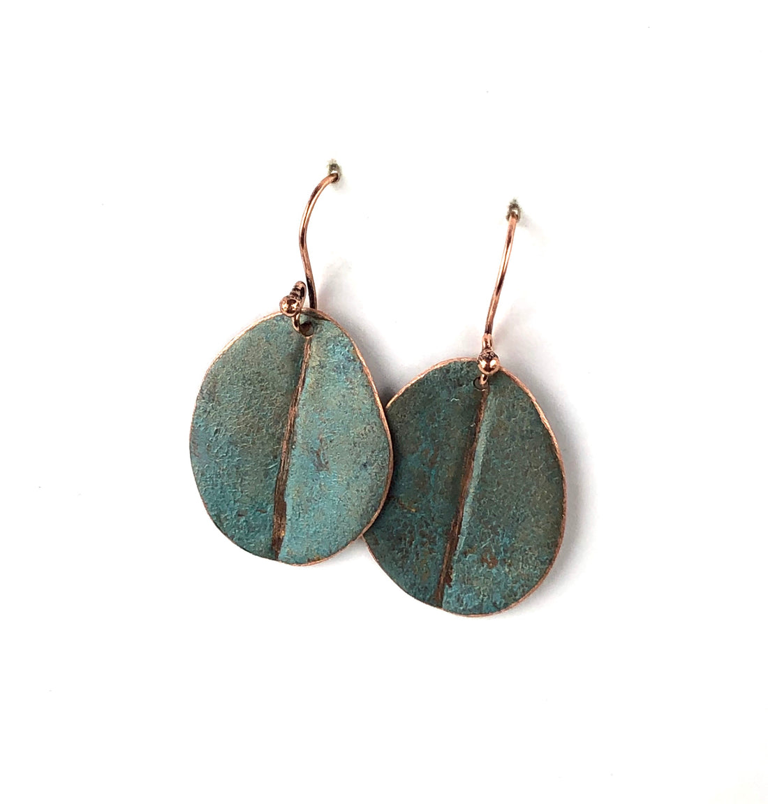 Recycled Copper Blue/Aqua Organic Boho Fashion Earrings