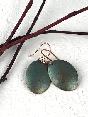 Aqua Recycled Copper Drop Fashion Casual Handmade Earring jewelry