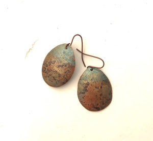 Recycled Copper Earrings with Patina