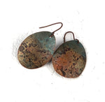 Recycled Copper Earrings with Patina
