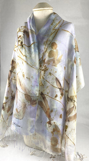 Beautiful lavender blue silk mesh eco printed women’s fashion organic accessory